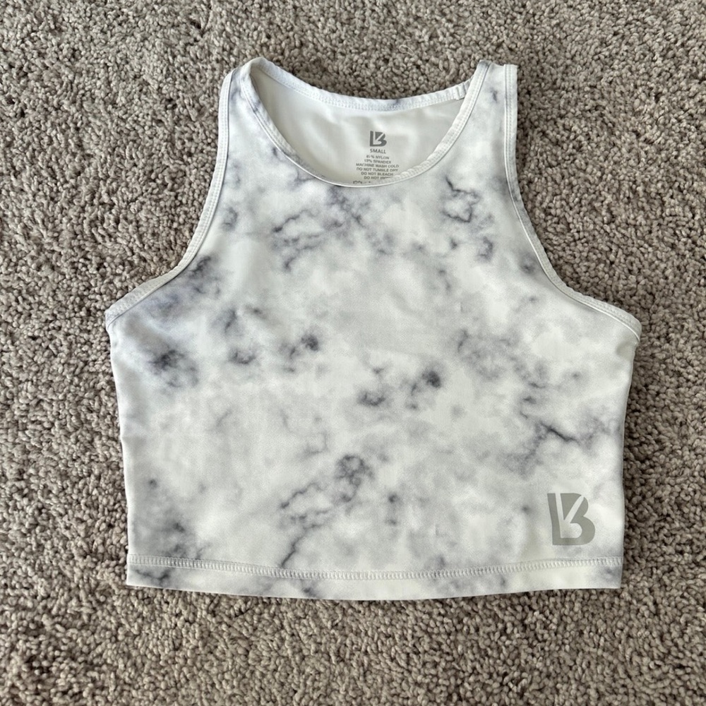BuffBunny Marble Crop Top - White and Gray
